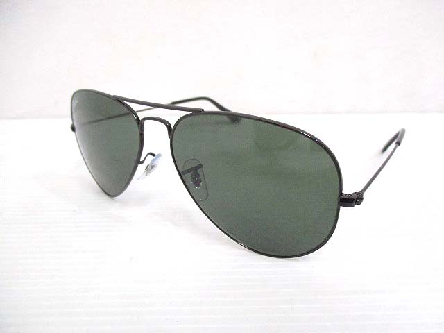 未使用品 レイバン Ray Ban サングラス Rb3025 L23 Aviator アビエイター ラージ メタル ティアドロップ 黒系 眼鏡 ケース クロス 保証書 メンズ 065 ベクトルパーク