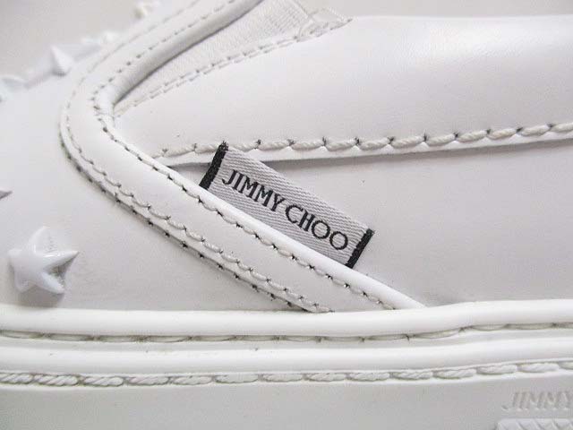 ジミーチュウ】JIMMY CHOO ホワイト スタッズ付き スリッポン 40 未  