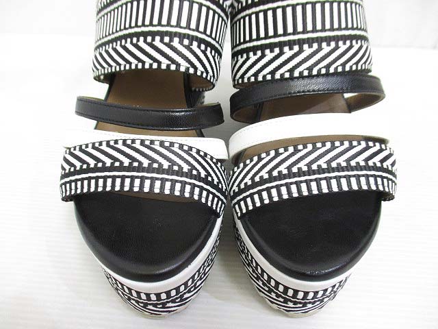 エルメス HERMES 美品 エスパドリーユ ローマ サンダル 36 黒 白  