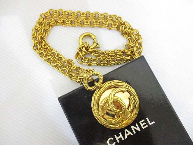 シャネル CHANEL ネックレス ペンダント ミラー付き ゴールド色 93P CC 