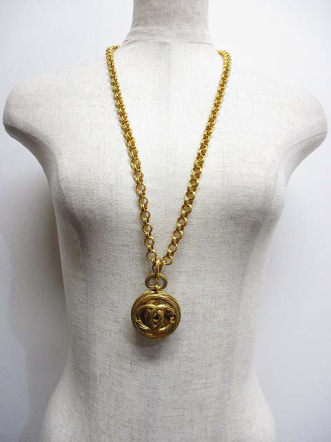 シャネル CHANEL ネックレス ペンダント ミラー付き ゴールド色 93P CC 