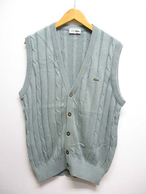ラコステ Lacoste コットン ニット ベスト 4 グリーン系 ワニワッペン 綿100 正規 メンズ 065 ベクトルパーク