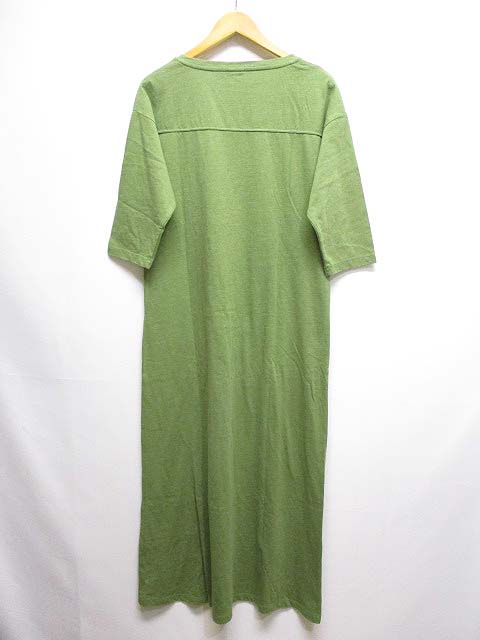 チャンピオン Champion 七分袖 マキシ ロング ワンピース L カーキ プリント カットソー生地 レディース 065 ベクトルパーク