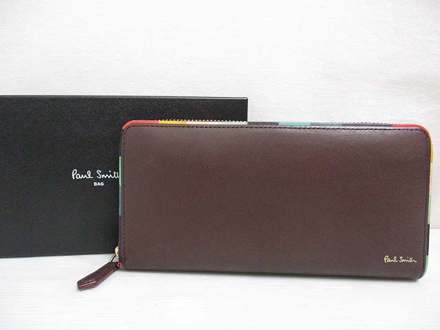 ポールスミス PAUL SMITH 美品 ラウンドファスナー 長財布 レザー 