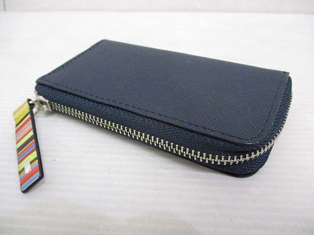 ポールスミス Paul Smith 4連 キーケース P861n ネイビー ジップストロー グレイン レザー 牛革 一部マルチストライプ 箱付き メンズ 065 ベクトルパーク