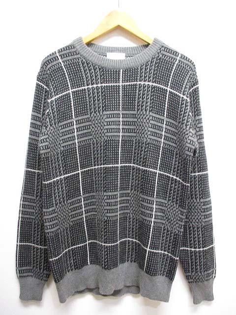ソフィストロジェクト Sophistroject 19aw チェック柄 クルーネック ニット セーター M グレー アンゴラ混 メンズ 065 ベクトルパーク