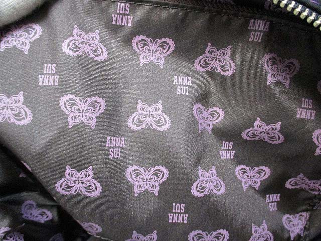ANNA SUI ナイロン　キルティング　トートバッグ　黒　肩掛け可紫むらさき ANNA SUI ナイロン キルティング トートバッグ 黒 肩掛け可紫