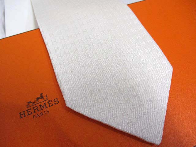 未使用品 エルメス HERMES シルク ネクタイ FACONNEE H ホワイト 