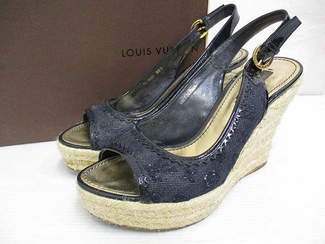 ルイヴィトン LOUIS VUITTON エスパドリーユ 厚底 サンダル デニム 