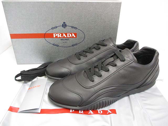 未使用品 プラダスポーツ PRADA SPORT レザー スニーカー シューズ 8.5 