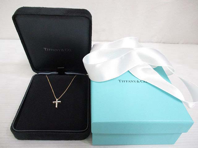 ティファニー TIFFANY & CO. 美品 AU750 ダイヤモンド 11P クロス 