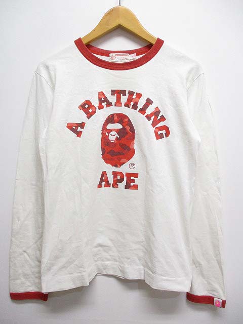 アベイシングエイプ A Bathing Ape 長袖 Tシャツ カットソー ロンt ゴリラ プリント Tall オフホワイト 日本製 正規 レディース 065 ベクトルパーク