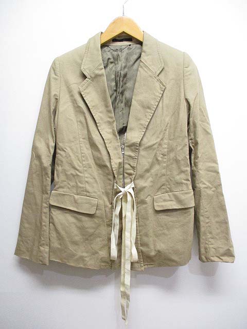 ヴィリジアン The Viridi Anne コットン リネン テーラード ジャケット ハーフジップ 36 ベージュ 背抜き 日本製 メンズ 065 0406 ベクトルパーク