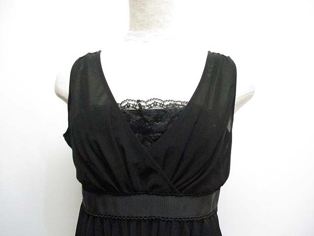 ペイトンプレイス Peyton Place ノースリーブ シフォン プリーツ ワンピース パーティードレス M 黒 ブラック 裏地付き 日本製 レディース 065 ベクトルパーク