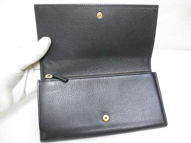 イヴサンローラン YVES SAINT LAURENT 良品 長財布 レザー 二つ折り 黒 