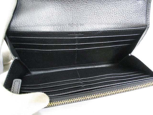 イヴサンローラン YVES SAINT LAURENT 良品 長財布 レザー 二つ折り 黒 