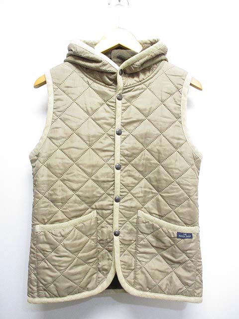 スモックショップ The Smock Shop フード付き 中綿 キルティング ベスト 裏起毛 Xs ベージュ メンズ 065 ベクトルパーク