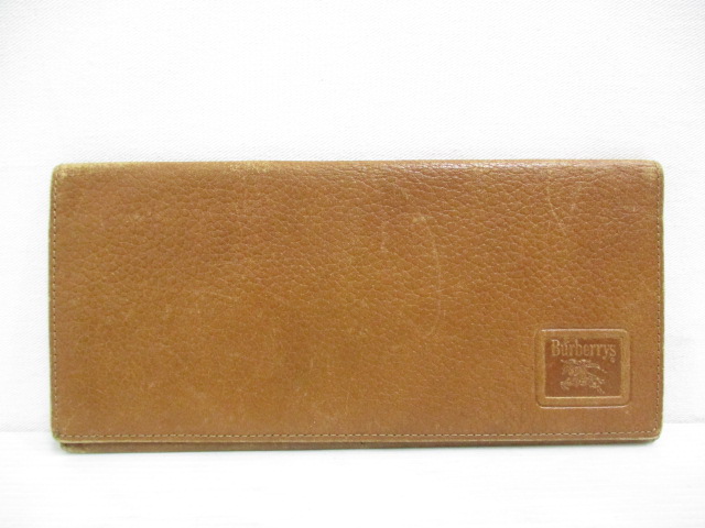 バーバリーズ Burberrys レザー 札入れ 長財布 二つ折り 茶 ブラウン ロゴ 裏地ノバチェック メンズ レディース 065 ベクトルパーク