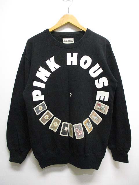ピンクハウス Pink House ロゴ プリント スウェット トレーナー 裏起毛 黒 ブラック レディース 065 ベクトルパーク