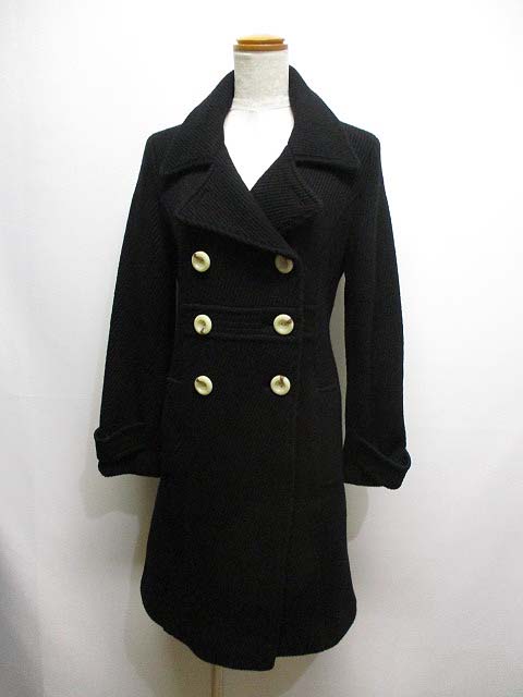 レムス Remus ロング ウール ピーコート Pコート 38 黒 ブラック アウター 裏地付き レディース 065 ベクトルパーク