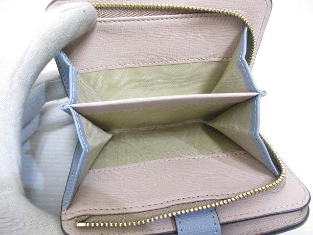 フルラ FURLA 美品 バビロン BABYLON レザー 二つ折り 財布 水色