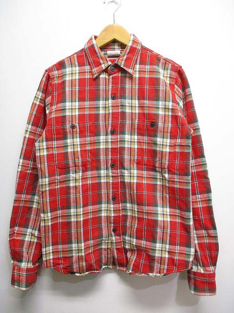 ブラウニー Browny チェック柄 フランネル シャツ L 赤 厚手 予備ボタン レディース 065 ベクトルパーク