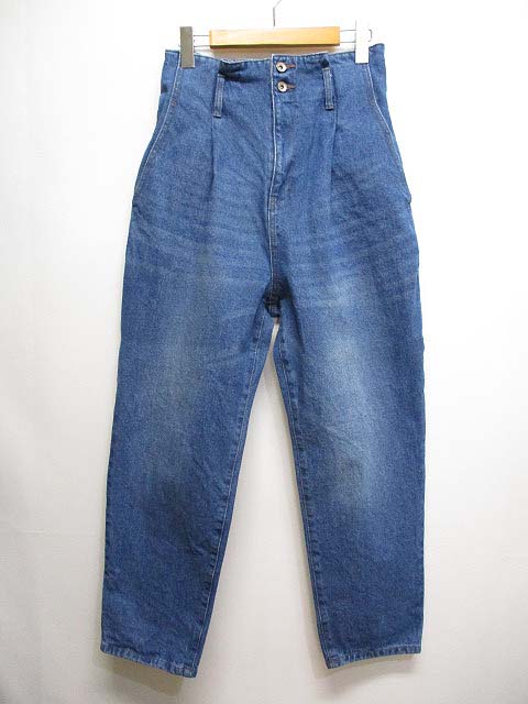 ダブルクローゼット W Closet ハイウエスト テーパード デニム パンツ ジーンズ F ブルー ジッパーフライ バックゴム レディース 065 ベクトルパーク