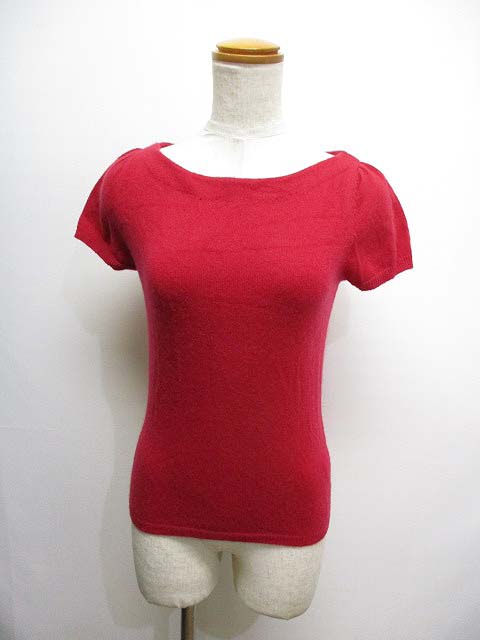エフデ Ef De カシミヤ100 半袖 ニット セーター カットソー 9 赤 レディース 065 ベクトルパーク