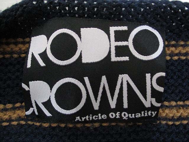 ロデオクラウンズ Rodeo Crowns ボーダー柄 ニット ジャケット カーディガン S ネイビーxブラウン レディース 065 ベクトルパーク