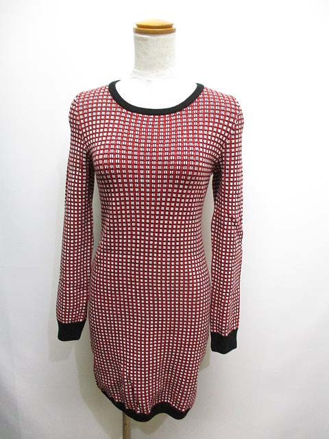 スライ Sly 長袖 ジャガード ニット ワンピース 2 赤 レッド 後ろレースアップ レディース 065 ベクトルパーク