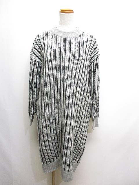 スライ Sly ストライプ柄 クルーネック ニット ワンピース Free グレー レディース 065 ベクトルパーク