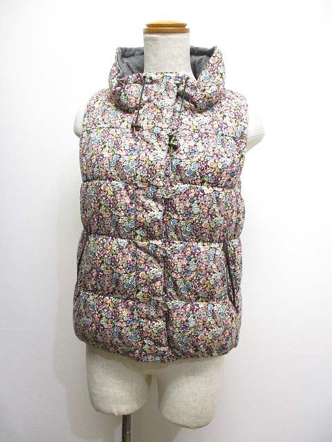 クミキョク 組曲 Kumikyoku リバーシブル ダウン ベスト ジャケット 2 黒 グレー 花柄 リバティ柄 無地 ウール混 レディース 065 ベクトルパーク