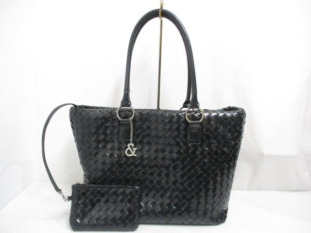 ピンキー ダイアン ピンダイ Pinky Dianne 編み込み メッシュ レザー トート バッグ ハンド ワンショルダー 黒 ブラック チャーム ポーチ付き レディース 065 ベクトルパーク