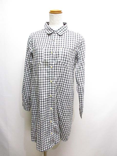 オリーブデオリーブ Olive Des Olive ギンガムチェック柄 長袖 シャツ チュニック ワンピース 黒x白 レディース 065 ベクトルパーク