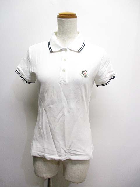 MONCLER モンクレール 半袖 ポロシャツ ホワイト ロゴワッペン XS.