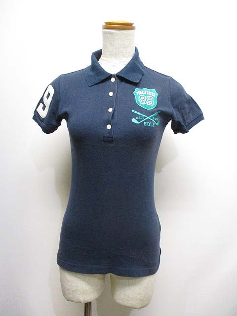 パーリーゲイツ Pearly Gates ゴルフウェア 半袖 鹿の子 ポロシャツ 0 ネイビー コットン 日本製 レディース 065 ベクトルパーク