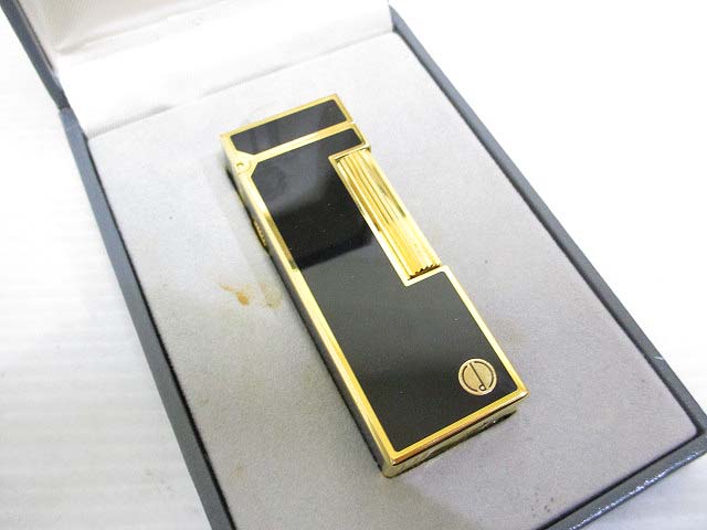 ダンヒル dunhill 美品 ローラー ガス ライター ブラック ゴールド 黒 