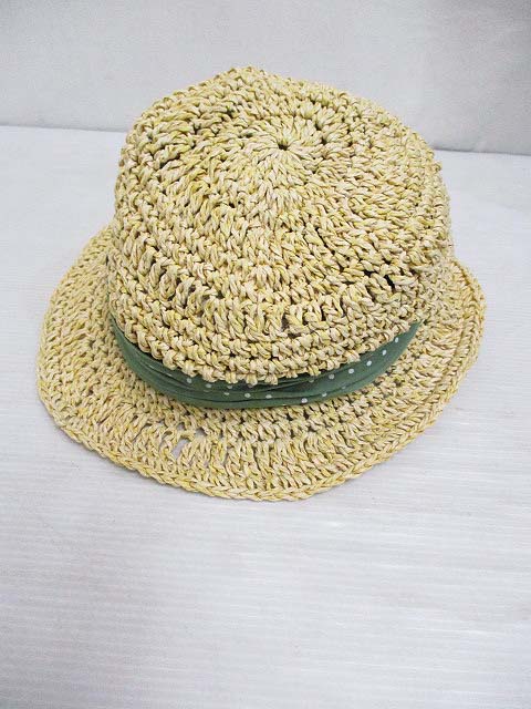 ブランシェス Branshes 子供用 麦わら 帽子 ペーパー ストロー ハット ドット柄リボン あご紐付き 48cm ナチュラル キッズ 065 ベクトルパーク