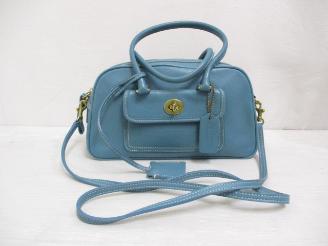 コーチ COACH 9768 2WAY ショルダー ハンド バッグ ターコイズ レザー 