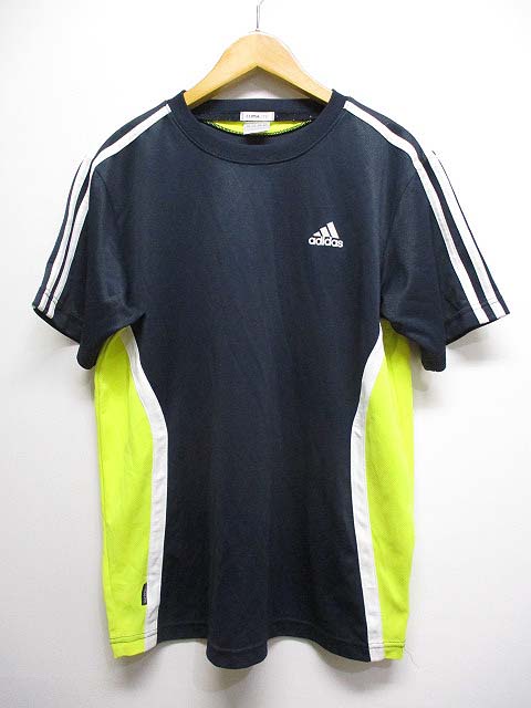 アディダス Adidas スポーツウェア 半袖 Tシャツ L 濃紺 ネイビー ライン ロゴ ポリエステル メンズ 065 ベクトルパーク