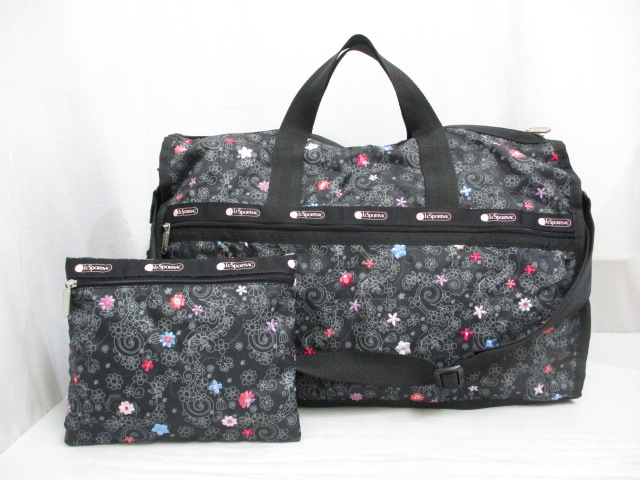 レスポートサック LesportSAC 美品 2WAYショルダー ボストン バッグ 花 