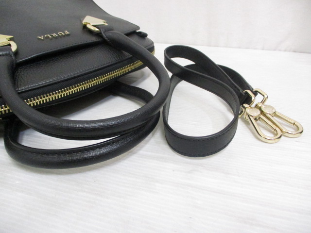 未使用品 フルラ FURLA レザー 2WAY ショルダー ハンド バッグ 黒 