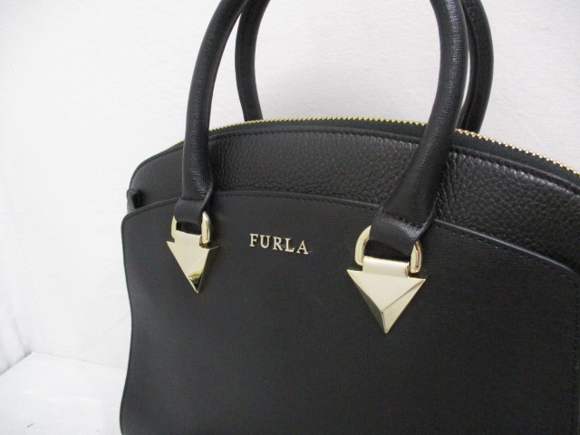 未使用品 フルラ FURLA レザー 2WAY ショルダー ハンド バッグ 黒 