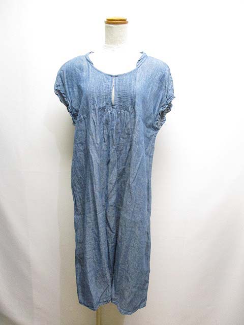 サマンサモスモス Sm2 フレンチスリーブ 麻 リネン ワンピース M ブルー レディース 065 ベクトルパーク