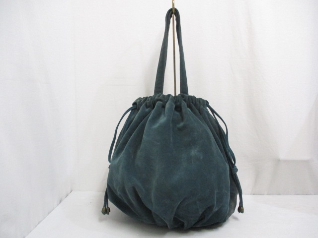 マージュ Maje スエード ワンショルダー 巾着 トート バッグ エメラルドグリーン 裏地付き 065 ベクトルパーク