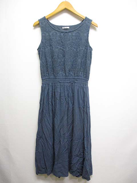 フリーズマート Free S Mart 刺繍 切替え ノースリーブ ワンピース S ブルー 裏地付き レディース 065 ベクトルパーク