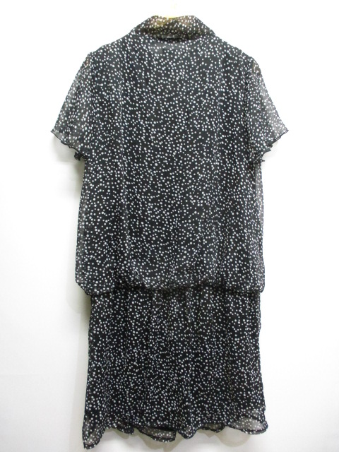 ロペピクニック Rope Picnic 水玉 ドット柄 シフォン ワンピース 38 黒 ブラック 半袖 裏地付き リボン レディース 065 ベクトルパーク