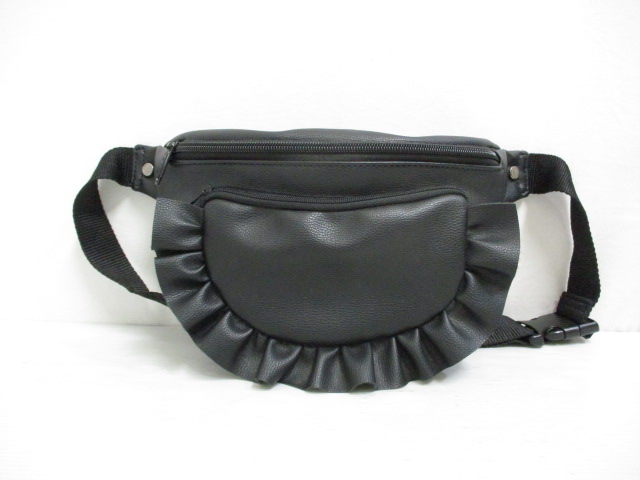 ワンアフター アナザー ナイスクラップ One After Another Nice Claup フリル フェイクレザー ウエスト ポーチ ボディ バッグ 黒 ブラック 裏地付き レディース 065 ベクトルパーク