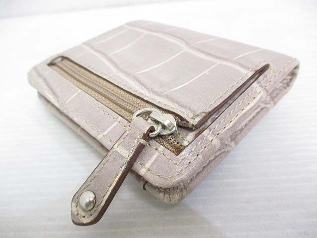 COACH 二つ折り財布 グレー クロコ型押し