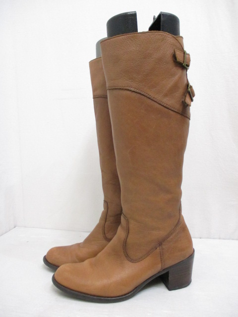 リミテッドエディション Limited Edition レザー ロング ブーツ 36 23cm相当 茶 ブラウン 靴 シューズ サイドファスナー ベルト 065 ベクトルパーク